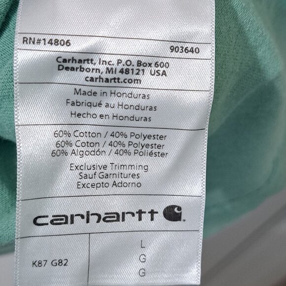 Carhartt Men's L Short Sleeve Light Green T-Shirt HAECO on Pocket - Picture 6 of 8